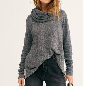 Free People Women's Charcoal Cowl Neck Pullover Sweater XS